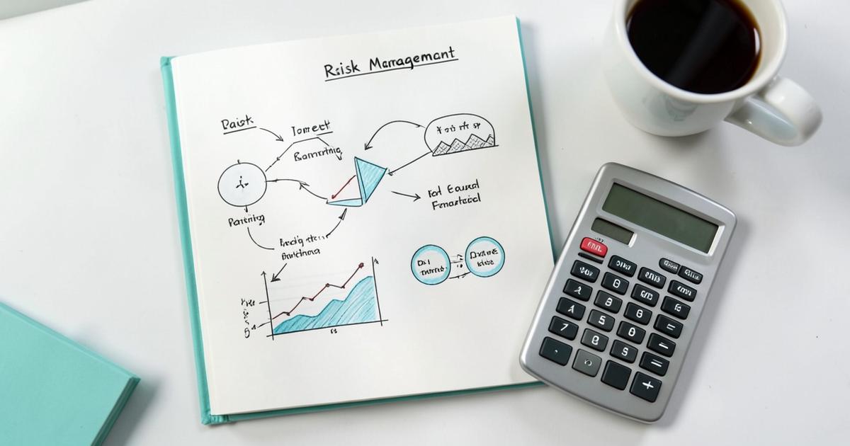 Trading journal notebook with review notes and performance diagrams